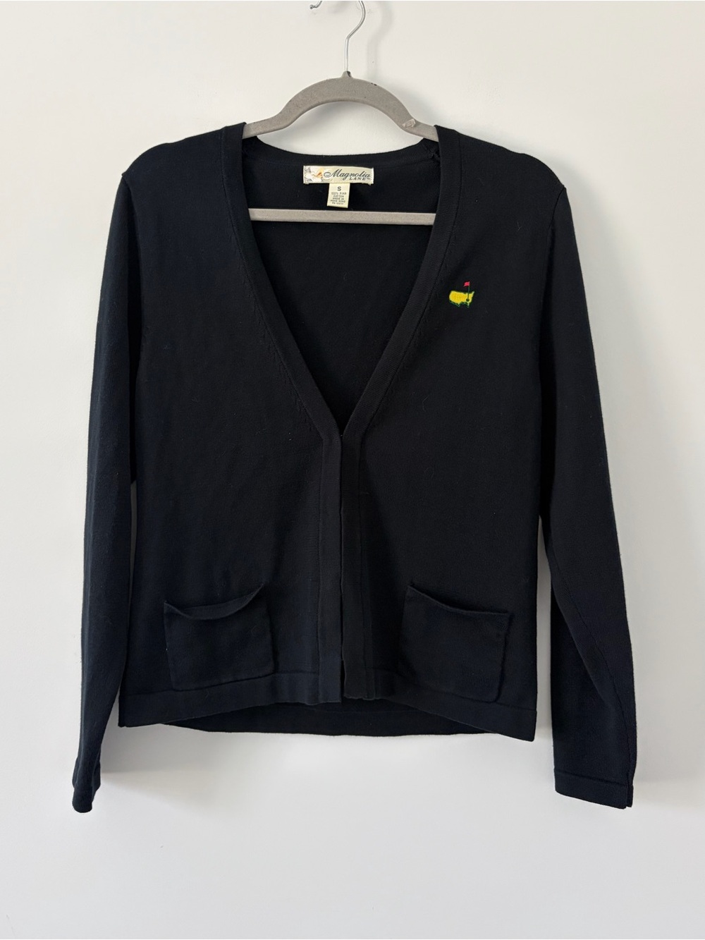 Magnolia Lane Masters Augusta National V Neck Pima Cotton Knit Black Cardigan S